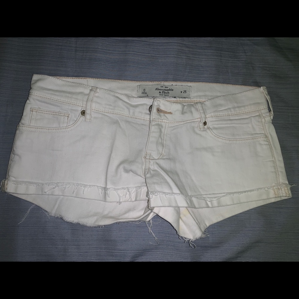 A&F white jean shorts